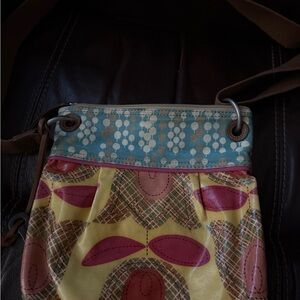 Fossil Teal, Yellow & Pink Patterned Crossbody Purse